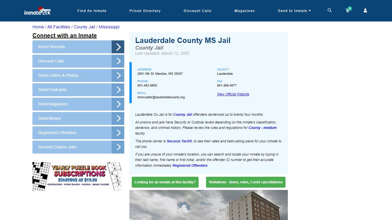Lauderdale County MS Jail - Inmate Locator - Meridan, MS