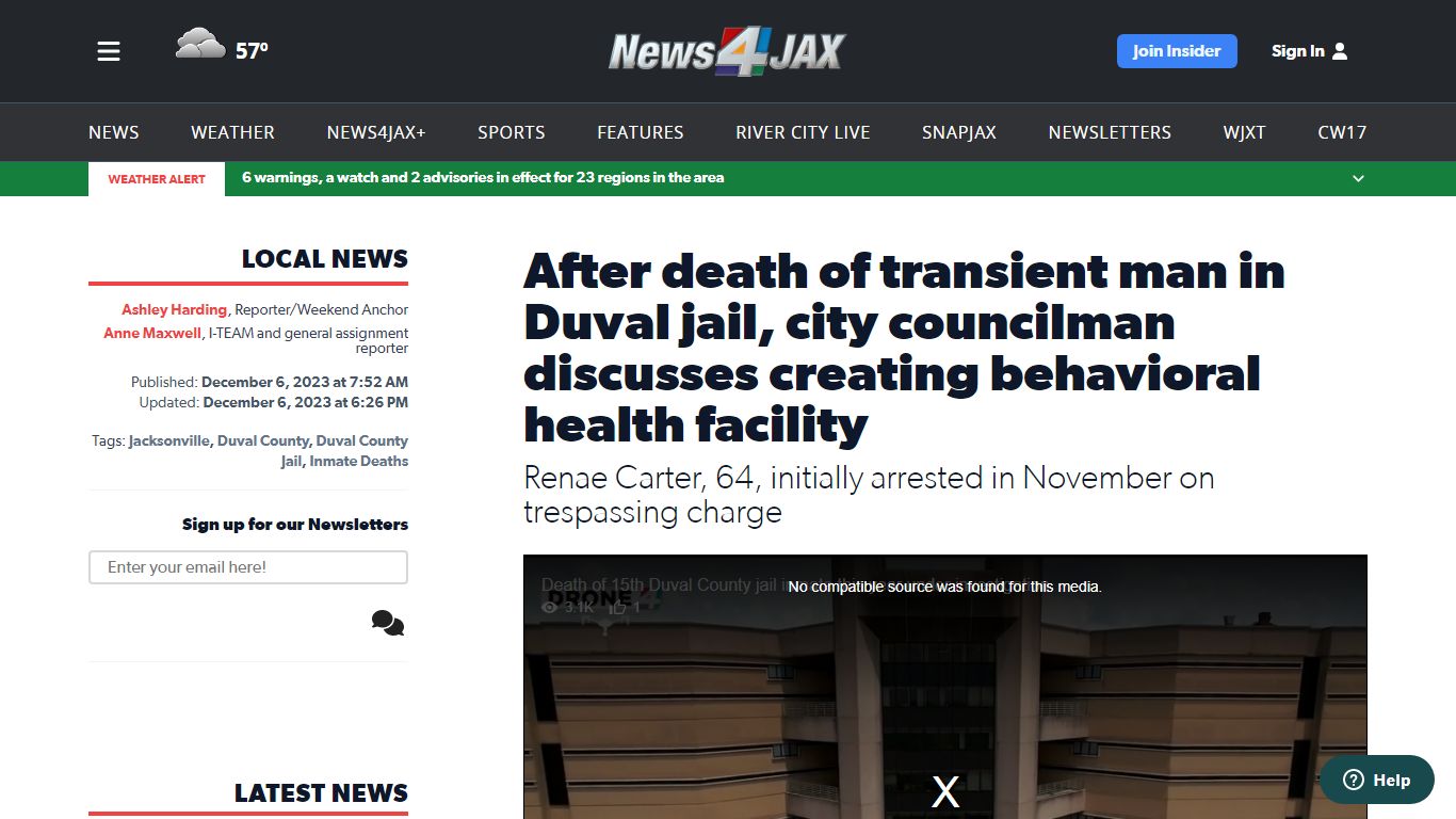 Death of 15th Duval County jail inmate this year under ... - News4JAX